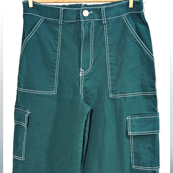 Teal Green Cargo Pants - Picture 2 of 5